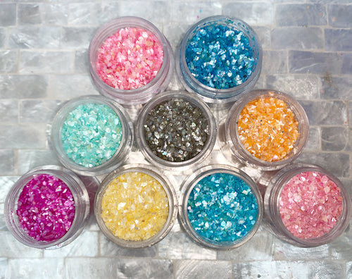 Lot de 9 decorations mini shell concassé