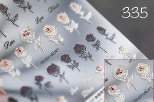Sticker 5D Roses sanglantes Noir et blanc effet mousseline