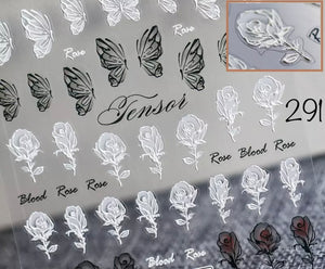 Sticker 5D Roses sanglantes Noir et blanc effet mousseline