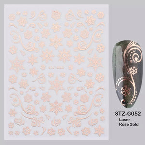 Gna Sticker metalique  flocon de beige Rose Gold