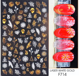 Sticker flocon de neige et deco hiver Gold hollo et blanc