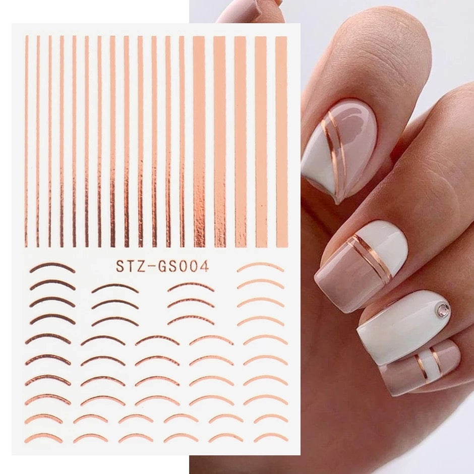 Gna Sticker métallique forme french et striping rose Gold