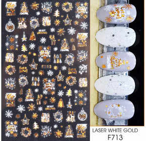 Sticker flocon de neige et deco hiver Gold hollo et blanc