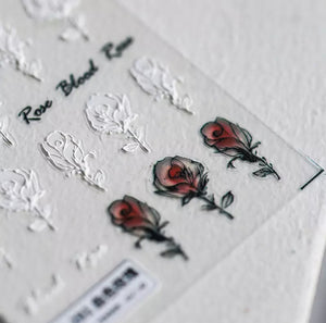 Sticker 5D Roses sanglantes Noir et blanc effet mousseline