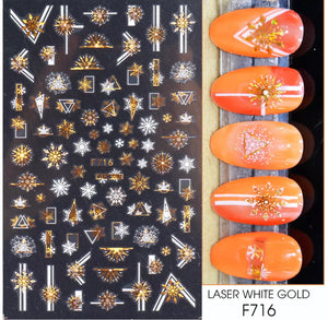Sticker flocon de neige et deco hiver Gold hollo et blanc