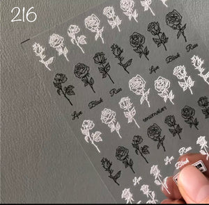 Sticker 5D Roses sanglantes Noir et blanc effet mousseline